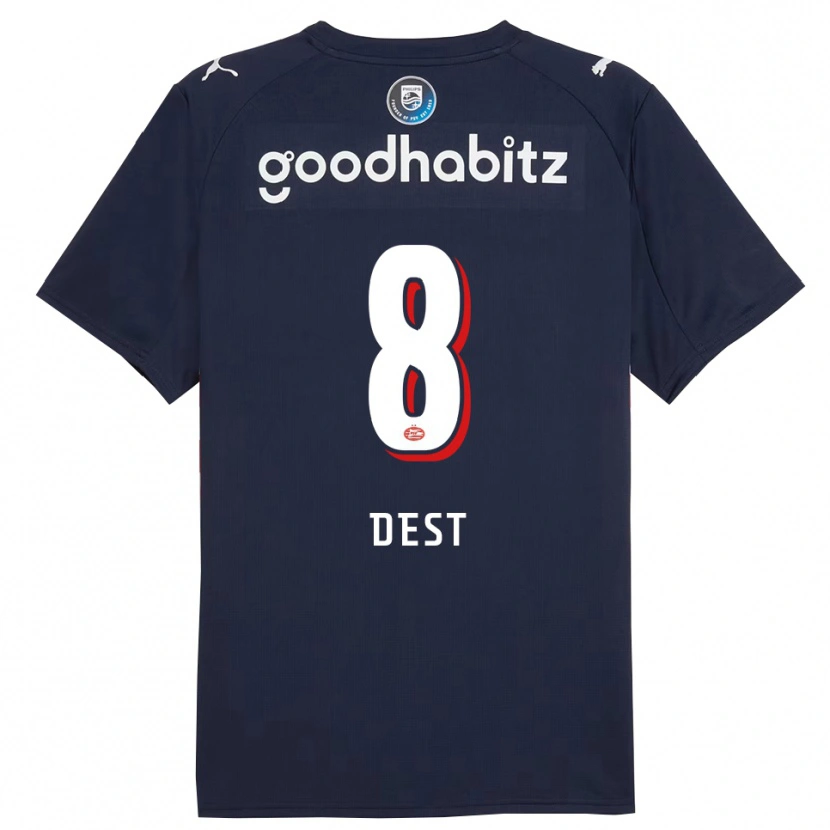 Danxen Herren Sergiño Dest #8 Marine Weiß Auswärtstrikot Trikot 2025/26 T-Shirt