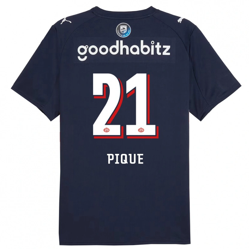 Danxen Herren Naomi Piqué #21 Marine Weiß Auswärtstrikot Trikot 2025/26 T-Shirt