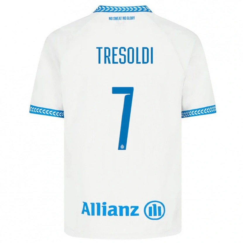 Danxen Herren Nicolò Tresoldi #7 Blau Weiß Auswärtstrikot Trikot 2025/26 T-Shirt
