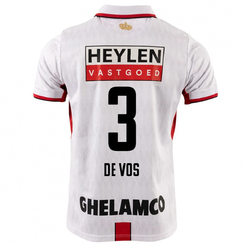 Danxen Herren Lucas De Vos #3 Weiß Rot Auswärtstrikot Trikot 2025/26 T-Shirt