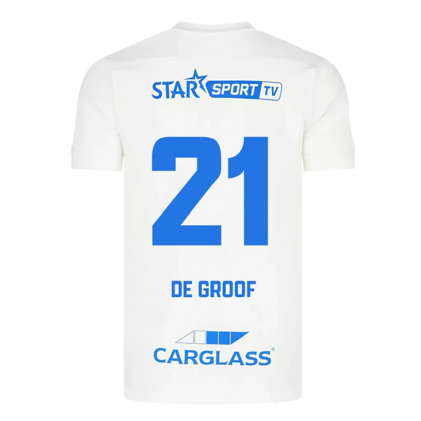 Danxen Herren Jens De Groof #21 Weiß Blau Auswärtstrikot Trikot 2025/26 T-Shirt