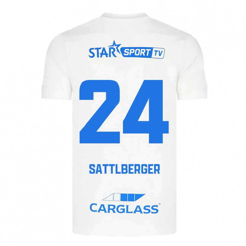 Danxen Herren Nikolas Sattlberger #24 Weiß Blau Auswärtstrikot Trikot 2025/26 T-Shirt