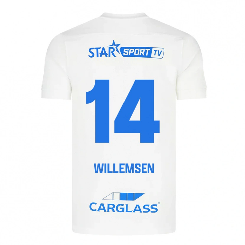Danxen Herren Wout Willemsen #14 Weiß Blau Auswärtstrikot Trikot 2025/26 T-Shirt