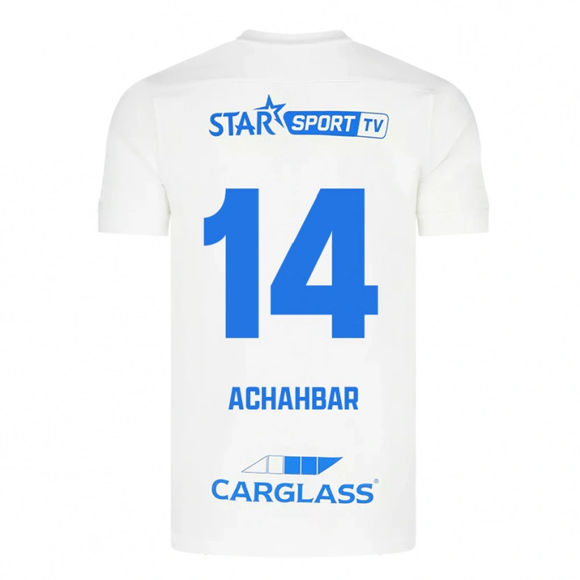 Danxen Herren Kiyan Achahbar #14 Weiß Blau Auswärtstrikot Trikot 2025/26 T-Shirt