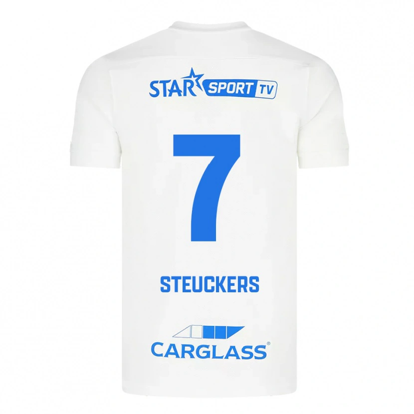 Danxen Herren Jarne Steuckers #7 Weiß Blau Auswärtstrikot Trikot 2025/26 T-Shirt