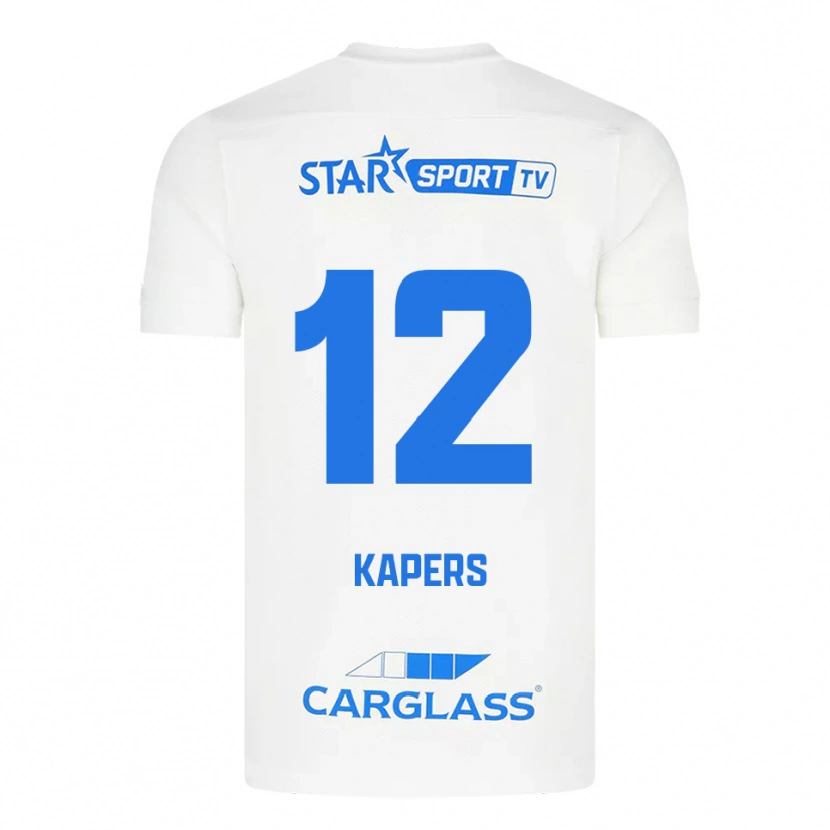 Danxen Herren Wout Kapers #12 Weiß Blau Auswärtstrikot Trikot 2025/26 T-Shirt