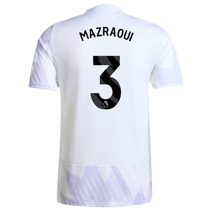 Danxen Herren Noussair Mazraoui #3 Weiß Lila Lila Auswärtstrikot Trikot 2025/26 T-Shirt