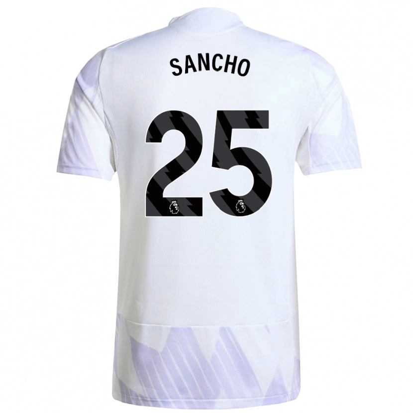 Danxen Herren Jadon Sancho #25 Weiß Lila Lila Auswärtstrikot Trikot 2025/26 T-Shirt