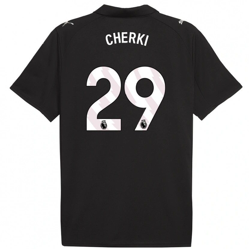 Danxen Herren Rayan Cherki #29 Schwarz Weiß Auswärtstrikot Trikot 2025/26 T-Shirt