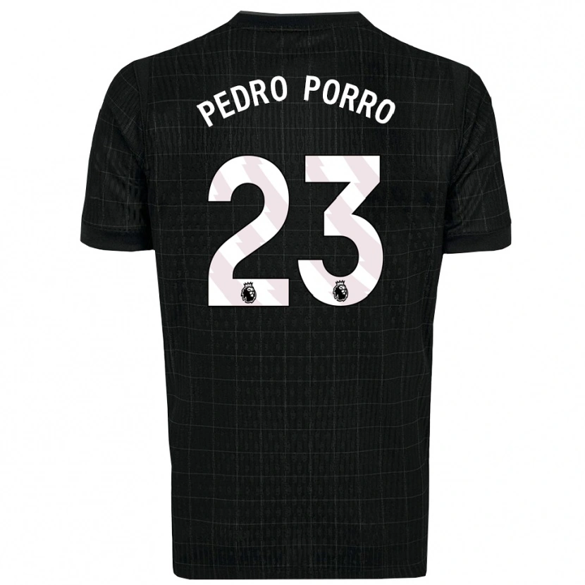 Danxen Herren Pedro Porro #23 Schwarz Grau Auswärtstrikot Trikot 2025/26 T-Shirt