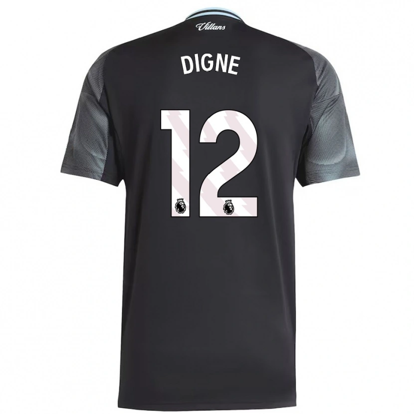 Danxen Herren Lucas Digne #12 Schwarz Himmelblau Auswärtstrikot Trikot 2025/26 T-Shirt