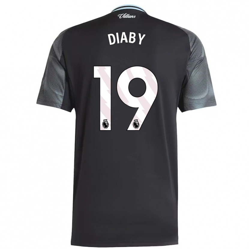 Danxen Herren Moussa Diaby #19 Schwarz Himmelblau Auswärtstrikot Trikot 2025/26 T-Shirt
