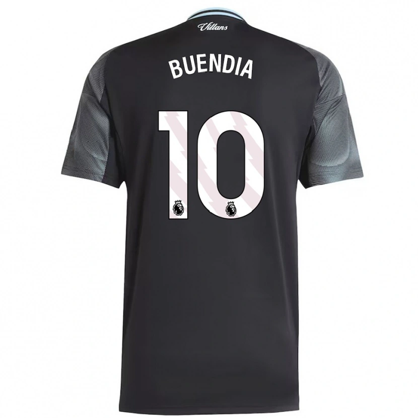 Danxen Herren Emiliano Buendía #10 Schwarz Himmelblau Auswärtstrikot Trikot 2025/26 T-Shirt