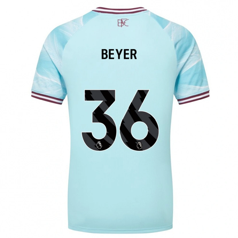 Danxen Herren Jordan Beyer #36 Himmelblau Burgunderrot Auswärtstrikot Trikot 2025/26 T-Shirt