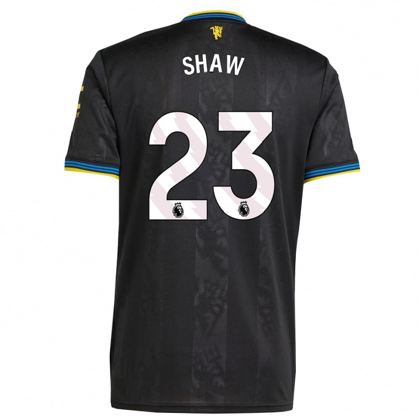 Danxen Herren Luke Shaw #23 Schwarz Gelb Blau Ausweichtrikot Trikot 2025/26 T-Shirt
