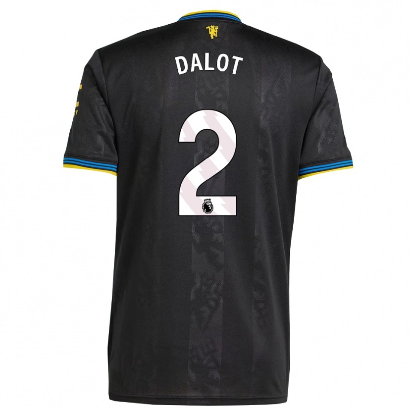 Danxen Herren Diogo Dalot #2 Schwarz Gelb Blau Ausweichtrikot Trikot 2025/26 T-Shirt