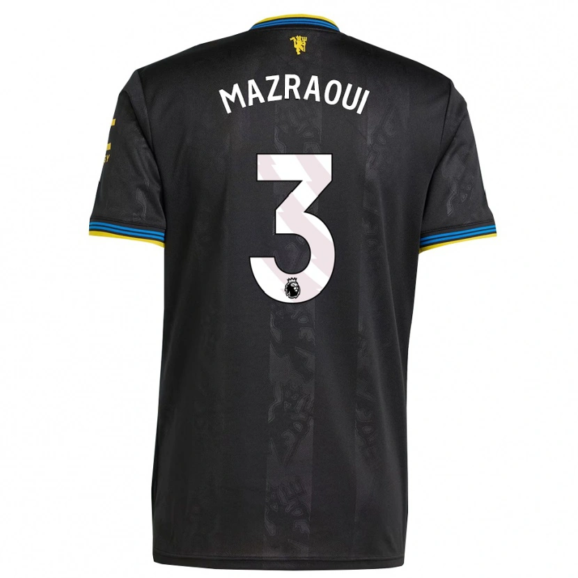 Danxen Herren Noussair Mazraoui #3 Schwarz Gelb Blau Ausweichtrikot Trikot 2025/26 T-Shirt