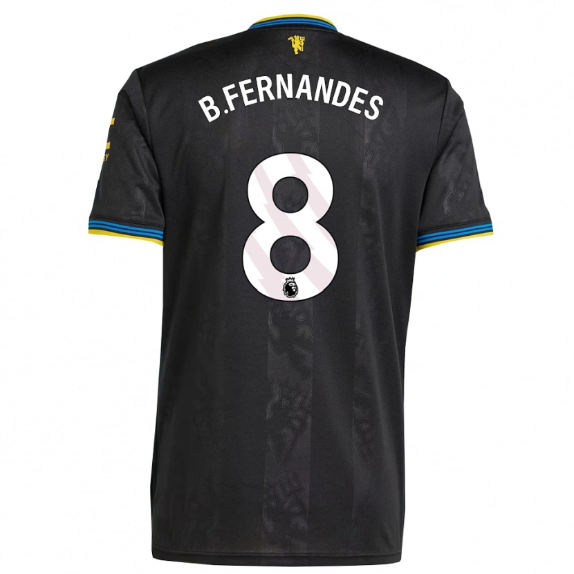 Danxen Herren Bruno Fernandes #8 Schwarz Gelb Blau Ausweichtrikot Trikot 2025/26 T-Shirt
