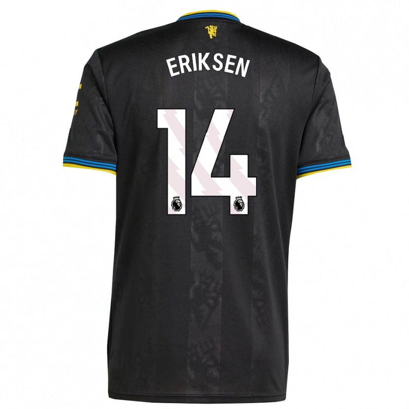 Danxen Herren Christian Eriksen #14 Schwarz Gelb Blau Ausweichtrikot Trikot 2025/26 T-Shirt