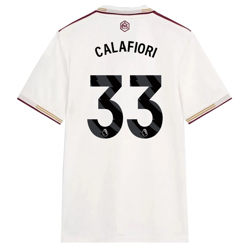 Danxen Herren Riccardo Calafiori #33 Creme Weiß Burgunderrot Ausweichtrikot Trikot 2025/26 T-Shirt