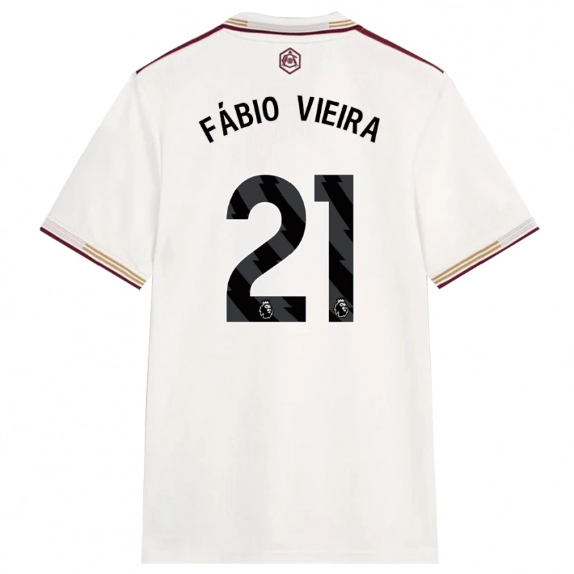 Danxen Herren Fábio Vieira #21 Creme Weiß Burgunderrot Ausweichtrikot Trikot 2025/26 T-Shirt