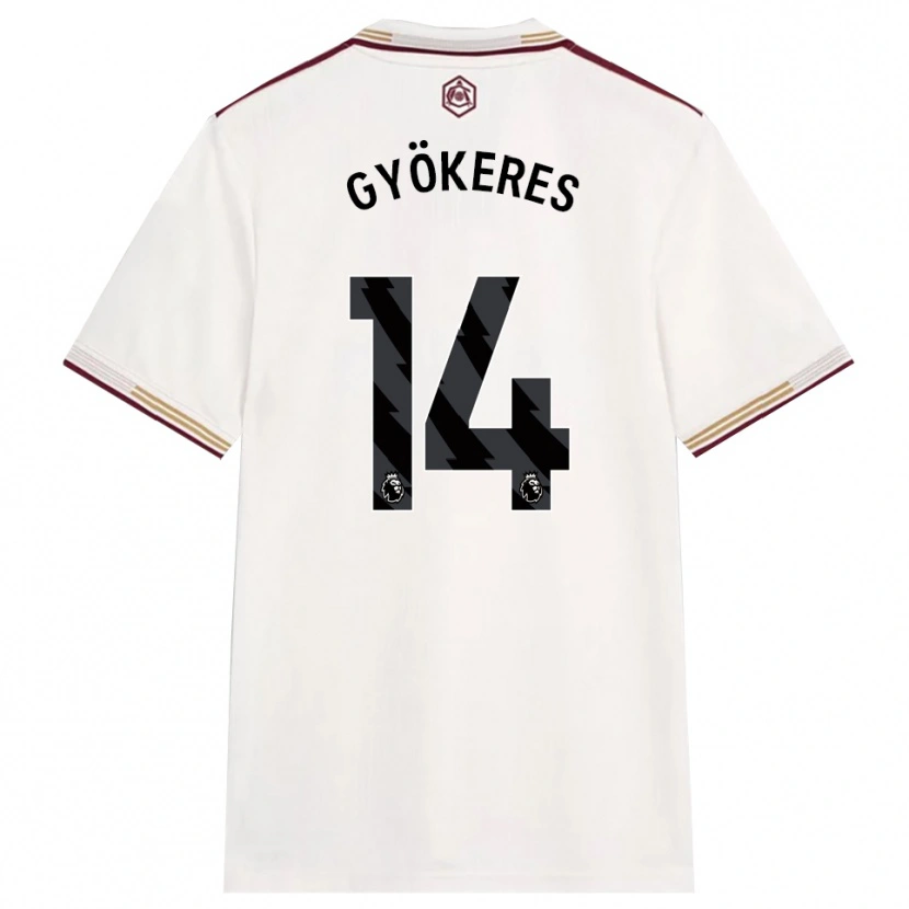 Danxen Herren Viktor Gyökeres #14 Creme Weiß Burgunderrot Ausweichtrikot Trikot 2025/26 T-Shirt