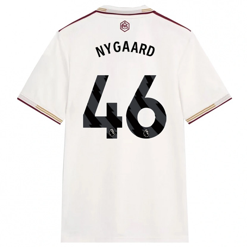 Danxen Herren Lucas Nygaard #46 Creme Weiß Burgunderrot Ausweichtrikot Trikot 2025/26 T-Shirt