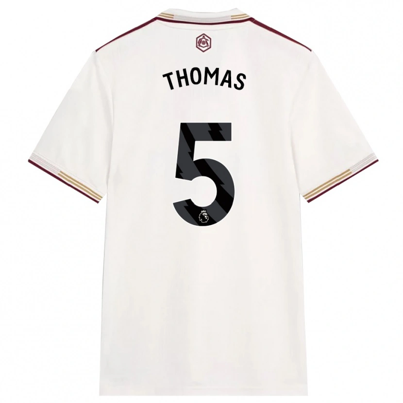 Danxen Herren Thomas Partey #5 Creme Weiß Burgunderrot Ausweichtrikot Trikot 2025/26 T-Shirt