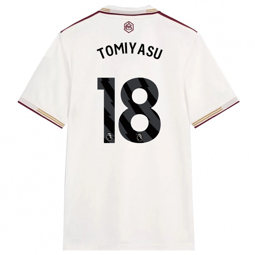 Danxen Herren Takehiro Tomiyasu #18 Creme Weiß Burgunderrot Ausweichtrikot Trikot 2025/26 T-Shirt