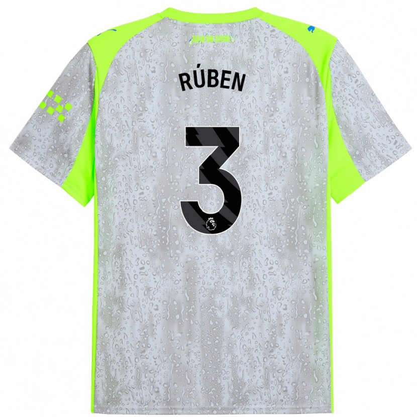 Danxen Herren Rúben Dias #3 Grau Gelb Ausweichtrikot Trikot 2025/26 T-Shirt