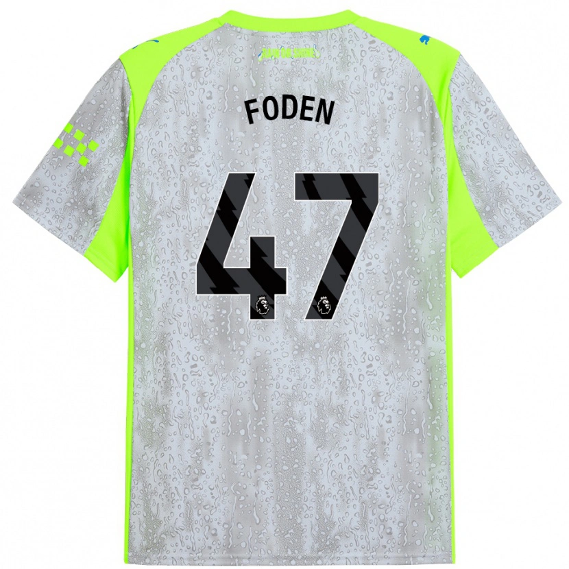 Danxen Herren Phil Foden #47 Grau Gelb Ausweichtrikot Trikot 2025/26 T-Shirt