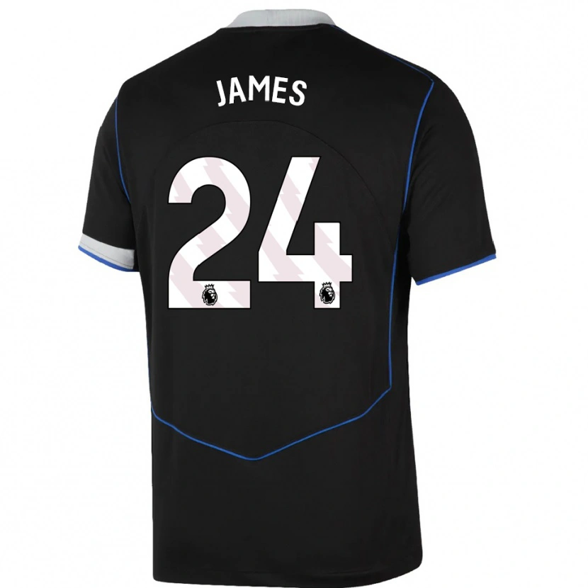 Danxen Herren Reece James #24 Schwarz Blau Silber Ausweichtrikot Trikot 2025/26 T-Shirt