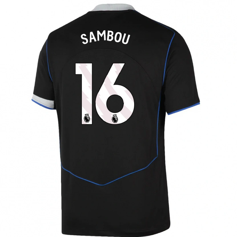 Danxen Herren Gabriel Sambou #16 Schwarz Blau Silber Ausweichtrikot Trikot 2025/26 T-Shirt