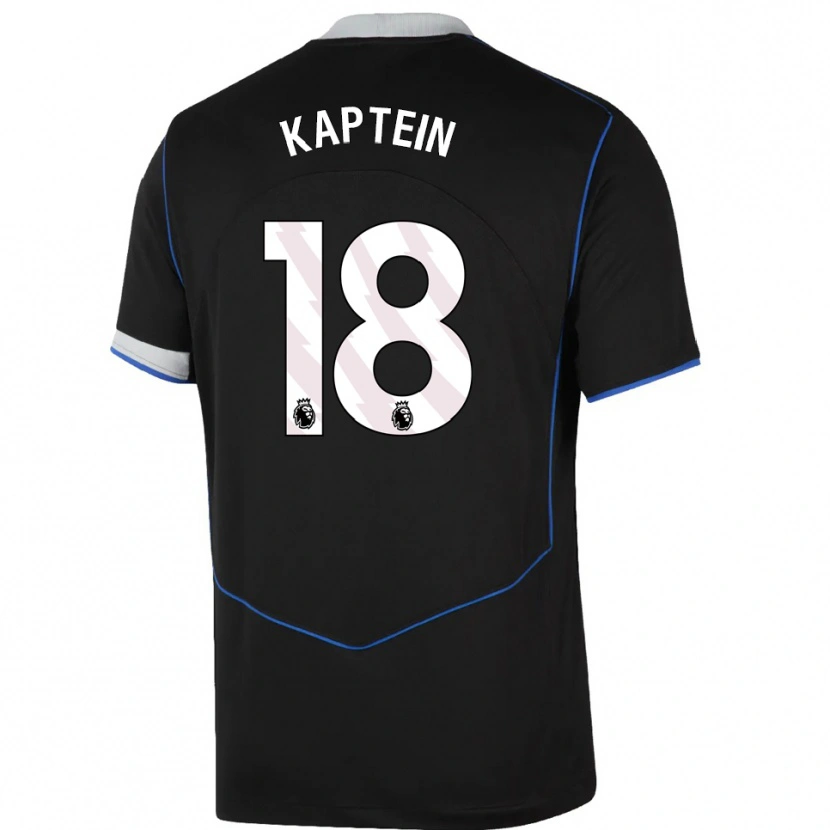 Danxen Herren Wieke Kaptein #18 Schwarz Blau Silber Ausweichtrikot Trikot 2025/26 T-Shirt