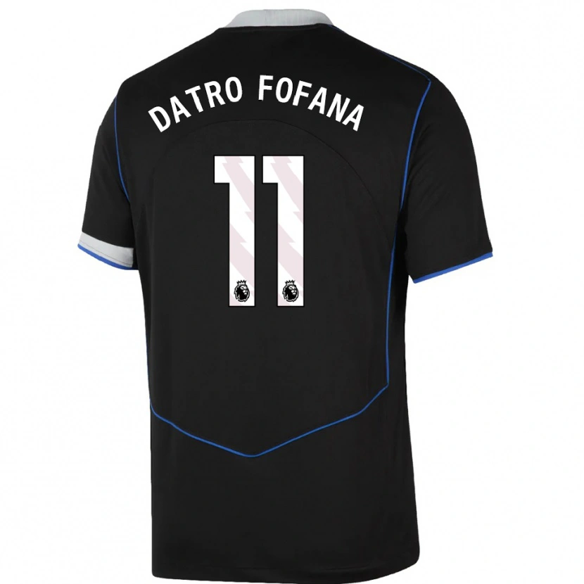 Danxen Herren David Datro Fofana #11 Schwarz Blau Silber Ausweichtrikot Trikot 2025/26 T-Shirt