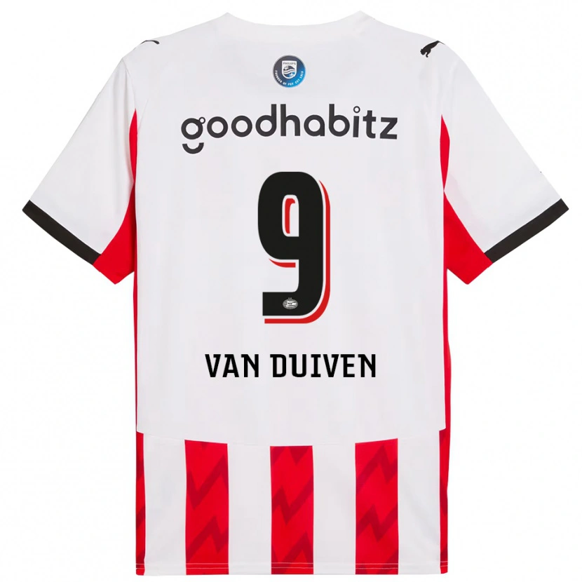 Danxen Damen Robin Van Duiven #9 Rot Weiß Heimtrikot Trikot 2025/26 T-Shirt