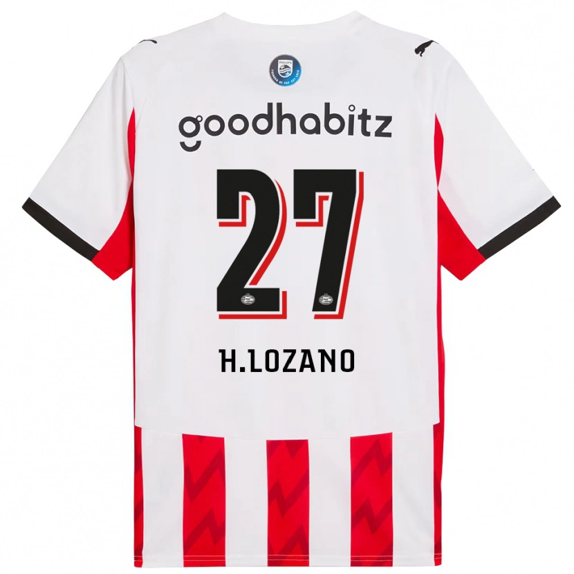 Danxen Damen Hirving Lozano #27 Rot Weiß Heimtrikot Trikot 2025/26 T-Shirt