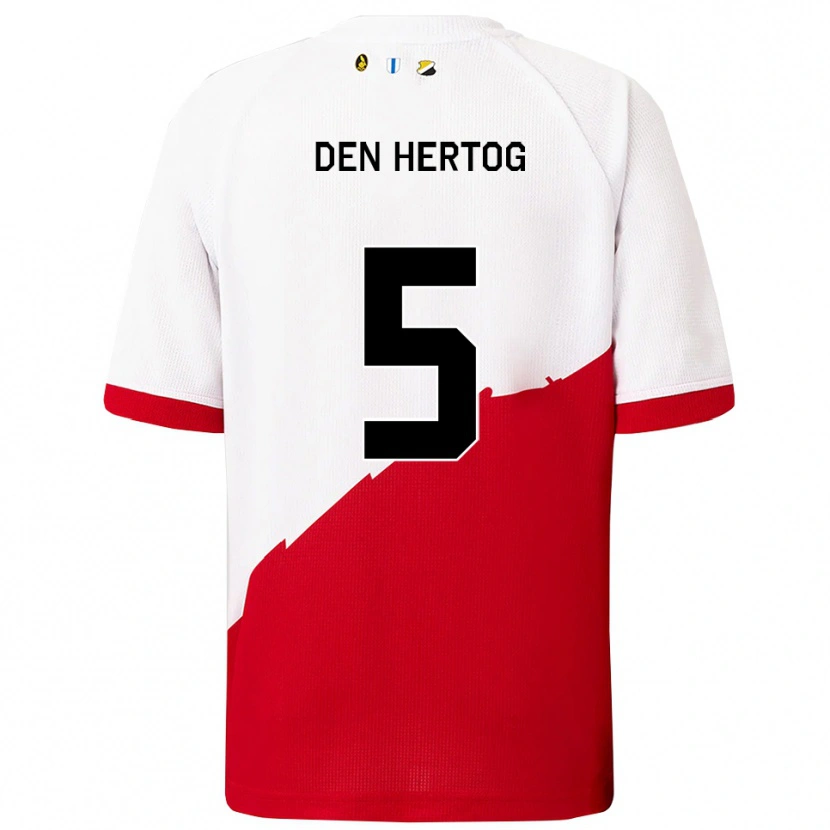 Danxen Damen Mees Den Hertog #5 Weiß Rot Heimtrikot Trikot 2025/26 T-Shirt
