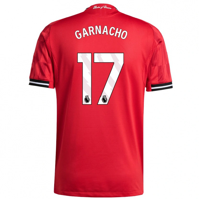 Danxen Damen Alejandro Garnacho #17 Rot Schwarz Weiß Heimtrikot Trikot 2025/26 T-Shirt