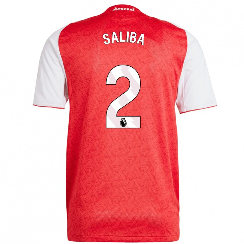 Danxen Damen William Saliba #2 Rot Weiß Heimtrikot Trikot 2025/26 T-Shirt