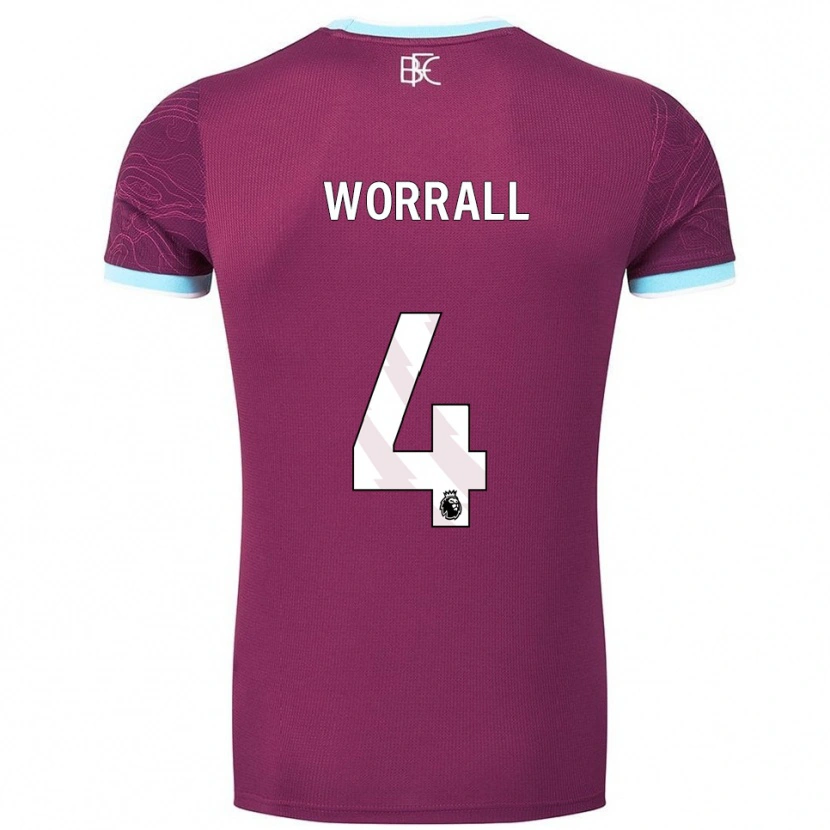 Danxen Damen Joe Worrall #4 Burgunderrot Himmelblau Heimtrikot Trikot 2025/26 T-Shirt