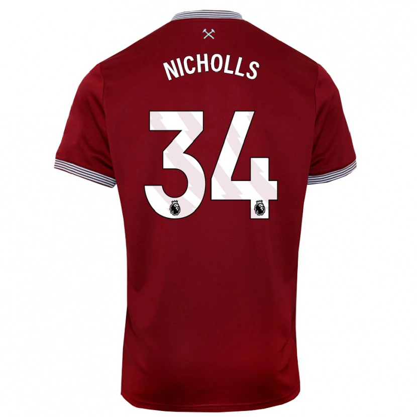 Danxen Damen Macey Nicholls #34 Burgunderrot Weiß Heimtrikot Trikot 2025/26 T-Shirt