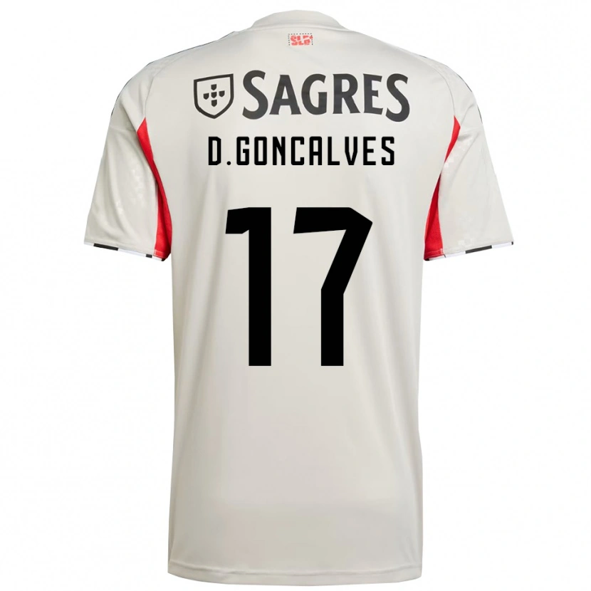 Danxen Damen Diogo Goncalves #17 Creme Weiß Rot Auswärtstrikot Trikot 2025/26 T-Shirt