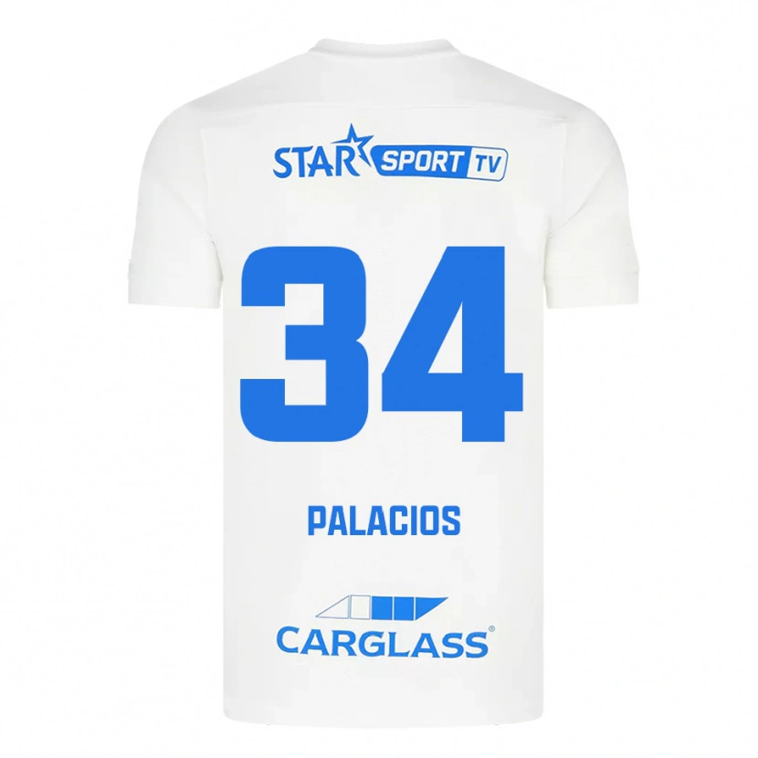 Danxen Damen Adrián Palacios #34 Weiß Blau Auswärtstrikot Trikot 2025/26 T-Shirt