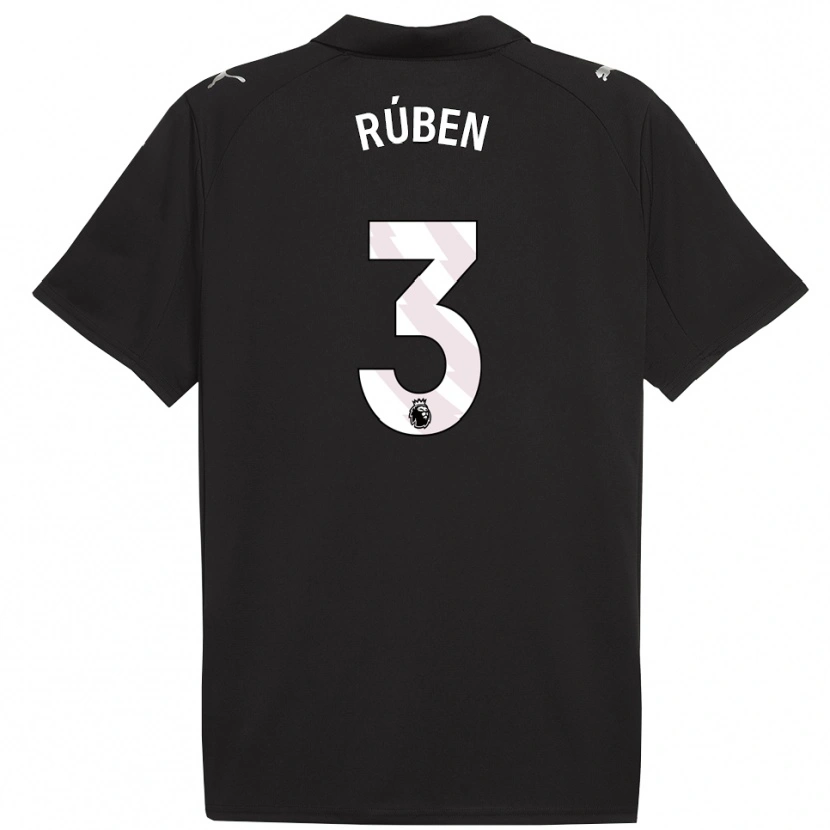 Danxen Damen Rúben Dias #3 Schwarz Weiß Auswärtstrikot Trikot 2025/26 T-Shirt