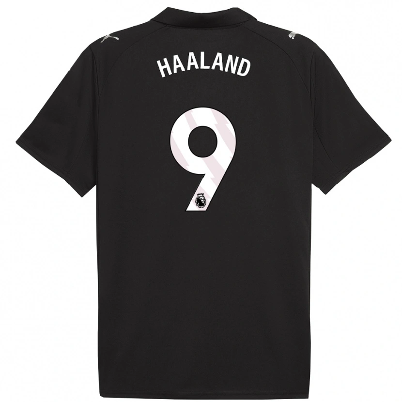 Danxen Damen Erling Haaland #9 Schwarz Weiß Auswärtstrikot Trikot 2025/26 T-Shirt