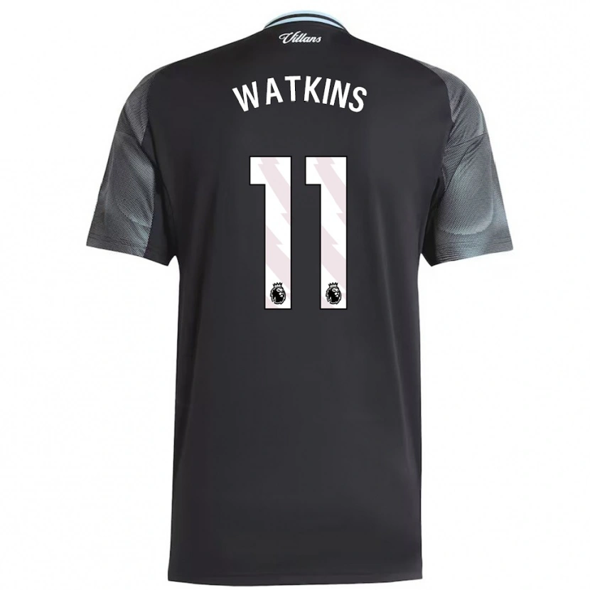Danxen Damen Ollie Watkins #11 Schwarz Himmelblau Auswärtstrikot Trikot 2025/26 T-Shirt