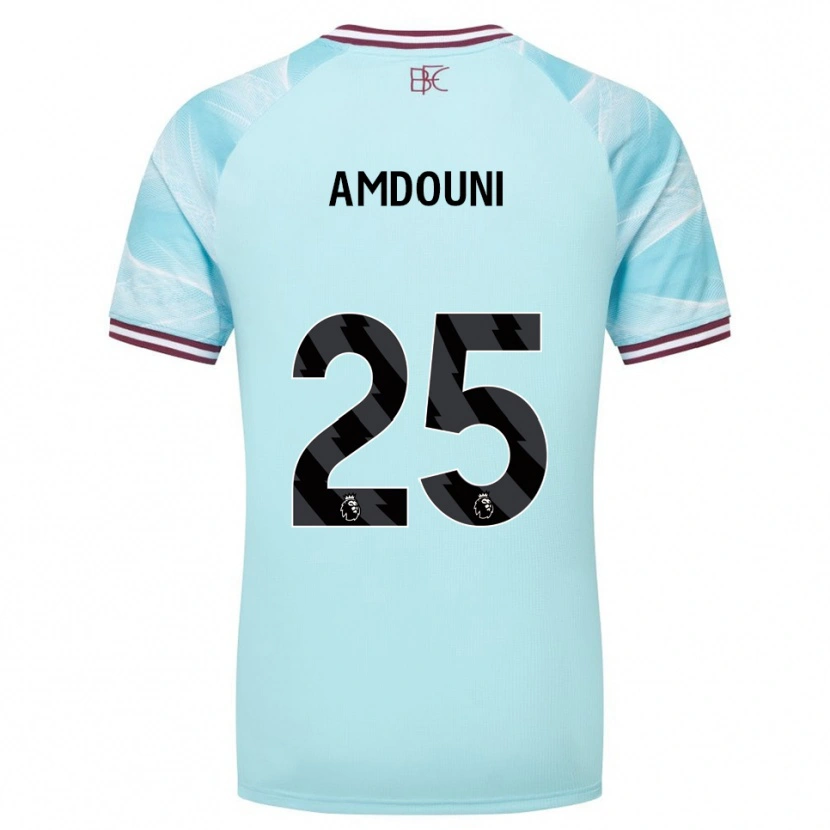 Danxen Damen Zeki Amdouni #25 Himmelblau Burgunderrot Auswärtstrikot Trikot 2025/26 T-Shirt