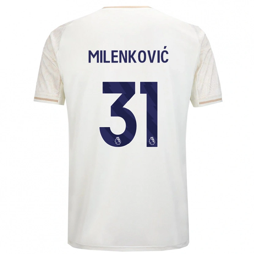 Danxen Damen Nikola Milenković #31 Creme Weiß Schwarz Auswärtstrikot Trikot 2025/26 T-Shirt