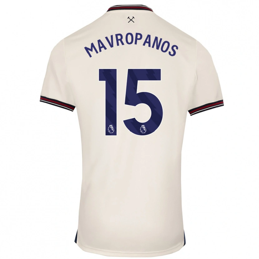Danxen Damen Konstantinos Mavropanos #15 Creme Weiß Auswärtstrikot Trikot 2025/26 T-Shirt